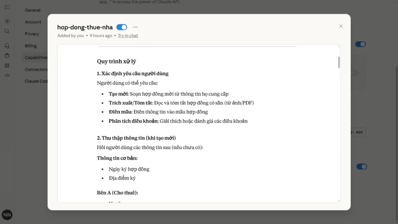 Skill hợp đồng thuê nhà