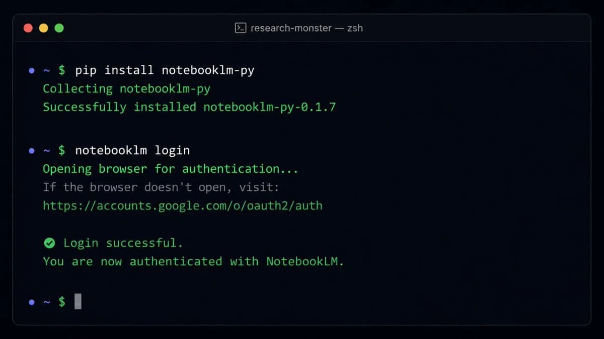 NotebookLM processes sources and produces analysis in the research pipeline
