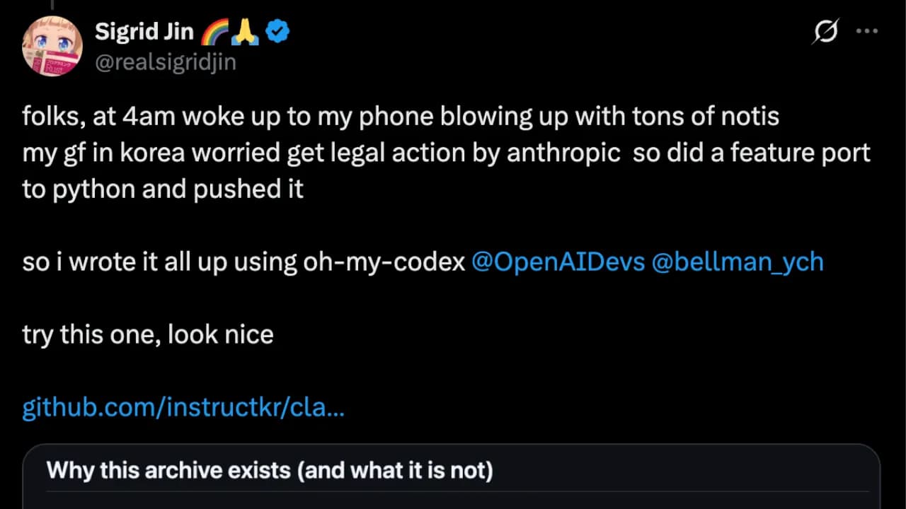 Bài đăng trên X của Claw-code