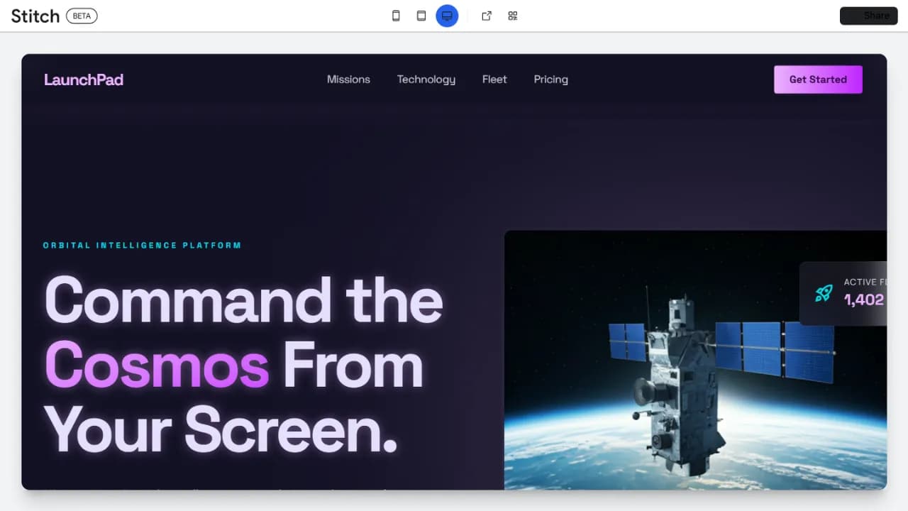 Kết quả sau khi prompt của Google Stitch