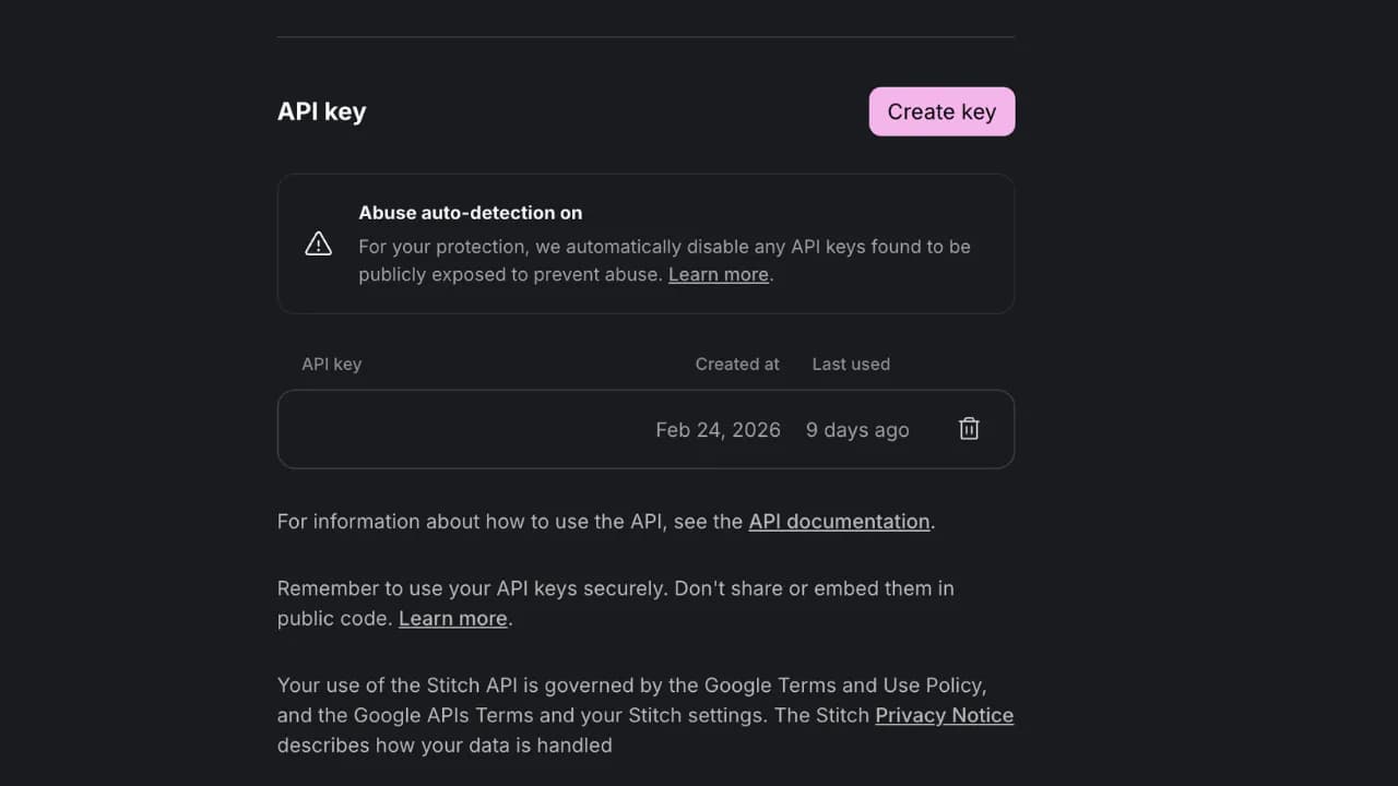 Cách lấy API Key của Google Stitch