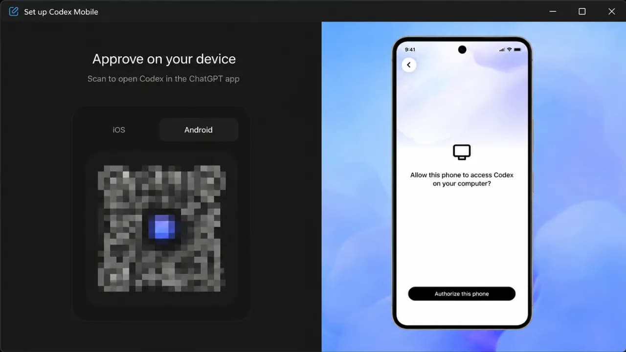 Scan QR code to connect ChatGPT mobile app to Codex