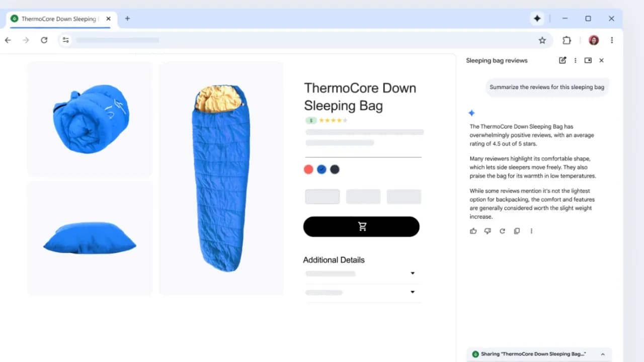 Tính năng tóm tắt của Gemini trong Chrome (nguồn Google)