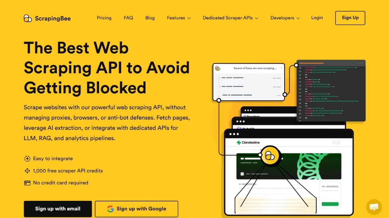Ảnh giới thiệu API truy xuất dữ liệu web ScrapingBee